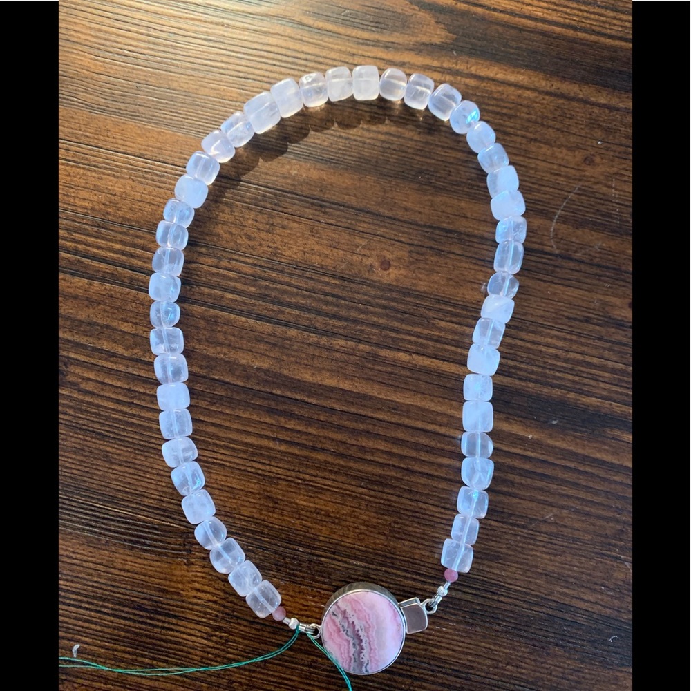 Rose Quartz Necklace with Rhodonite Clasp
